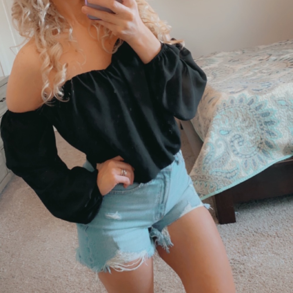 Black, off the shoulder top